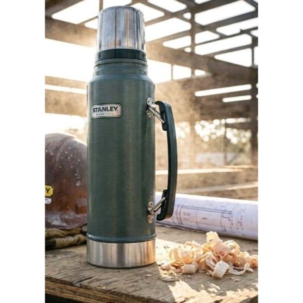 ​Stanley Classic Legendary Thermos 1.1 Qt Hammertone Green Vacuum Insulated Bott